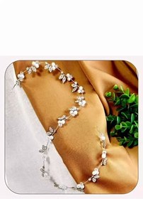 تصویر ریسه ظریف بلند ترکیب مروارید و کریستال و نگین اصل - صورتی risse zarif