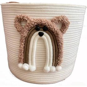 تصویر سبد لاندری قیطانی خرس مكرومه 30 سانتی متر Macrame Bear Braided Laundry Basket 30 cm