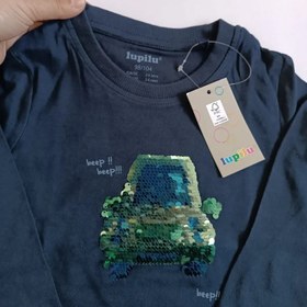 تصویر تی شرت آستین بلند پسرانه لوپیلو مدل پولکی ماشین 8983 - 4تا 6 سال 