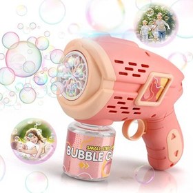 تصویر تفنگ اسباب بازی حباب ساز چراغ دار رنگ صورتی مدل Geometric Bubble Gun_تفنگ اسباب بازی 