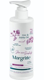 تصویر کرم مرطوب کننده جوجوبا و گل رز مارگریت حجم 250 میلی لیتر Margritte Rose & jojoba Oil Hand,face & Body Cream 250 ml