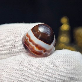 تصویر نگین سنگ عقیق سه پوست معدنی طرح خاص کد S3695 