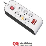 تصویر محافظ برق پارت الکتریک مدل 8794 ظرفیت ۶ خانه ارت دار با کابل ۱.۸ متر 