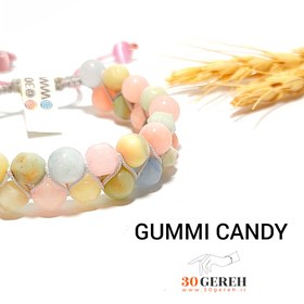 تصویر دستبند سنگی اصل سنگ معدنی آمازونیت و مورگانایت رنگ پاستیلی دخترانه GUMMI CANDY