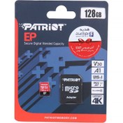 تصویر رم میکرو 128 گیگ پاتریوت Patriot EP A1 V30 U3 C10 90MB/s + خشاب Patriot EP A1 V30 U3 C10 90MB/s 128GB Microsd Memory Card Whth Adapter