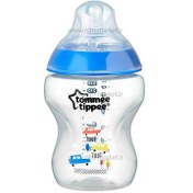 تصویر شیشه شیر 260 میل آبی طرح ماشین تامی تیپ Tommee Tippee 