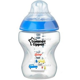 تصویر شیشه شیر 260 میل آبی طرح ماشین تامی تیپ Tommee Tippee 