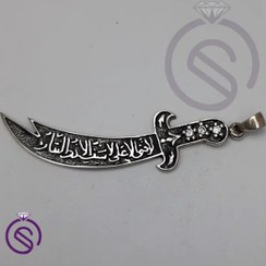 تصویر گردنبند نقره ذوالفقار علی سیاه قلم Zulfiqar Ali model black necklace