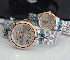 تصویر ست ساعت مردانه و زنانه سویستون مدل 7481 - نقره ای رز گلد صفحه سفید sveston watch (SV7481G)