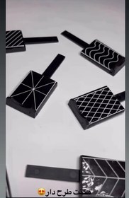 تصویر مگنت مستطیلی طرح دار طراحی ناخن مشکی 