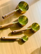 تصویر پیمانه شیرینی پزی استیل طلایی دسته چوبی 