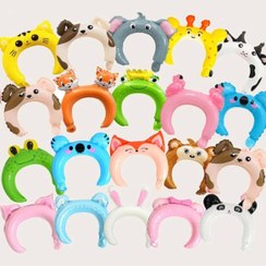 تصویر بادکنک جشن 12pcs Disposable PE Balloon Hair Hoop & 1pc Balloon Inflator,Cute Cartoon Design Assorted Shapes Balloon Hair Hoop & Manual Balloon Pump For Party