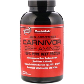 تصویر آمینو بیف کارنیور ماسل مدز ۳۰۰ قرص Carnivor Beef Aminos MuscleMeds 300 Tablets