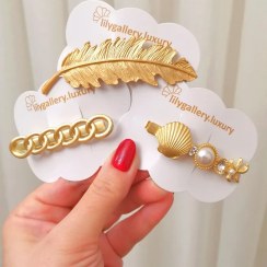 تصویر گیره مو مجلسی فلزی طلایی 