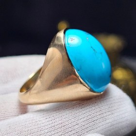 تصویر انگشتر طلا روس با سنگ فیروزه معدنی احیا کد 37051 