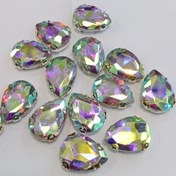 تصویر نگین پایه دار دوختنی پایه برنجی ۱۳در۱۸ میلمتر سفید ۷رنگ 