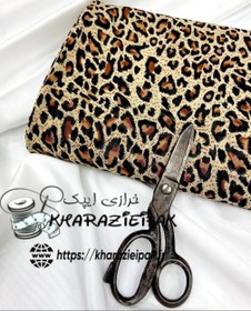 تصویر پارچه دستک پلنگی پارچه گن دوزی