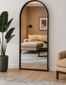 تصویر آینه قدی هلالی فریم فلزی H100