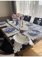 تصویر رانر و زیر بشقابی 14 قطعه مجموعه 6 PEOPLE سرویس + دستمال کوکتل 1 دونده پوشش نان دیزی QBR Home 