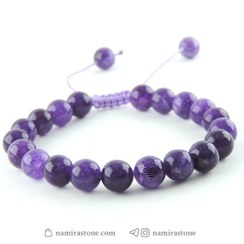 تصویر دستبند آمیتیست Amethyst سنگ طبیعی اصل (تراش گرد) 