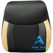 تصویر روکش صندلی اطلس مشکی نوار کرم چرم 