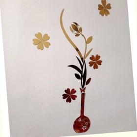 تصویر آینه دکوری آماتیس مدل گل و گلدان گرد 