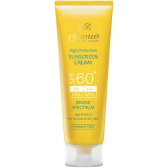 تصویر کرم ضد آفتاب بدون رنگ سینره، SPF60، مدل اولترا،تاریخ تولید 1404/03،پوست معمولی و خشک، محافظت کننده در برابر اشعه UVA و UVB 