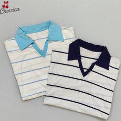 تصویر کراپ باکسی راه‌راه یقه دار 