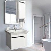 تصویر ست کابینت و روشویی آزالیا مدل Curve007 به همراه آیینه و باکس - سفید 