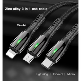 تصویر کابل 3 سر لایتنینگ + میکرو + تایپسی یسیدو CA44 طول 1.2 متر ا Yesido CA44 3in1 Cable 1.2M Yesido CA44 3in1 Cable 1.2M