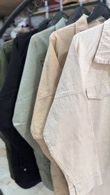 تصویر مانتو کتان دو جیب بغل چاک 