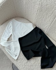 تصویر کراپ یور رومی زنانه آستین دار(code:801) - فیلامنت کشی کره ای دولایه دوخت / سبزپسته ای / 801