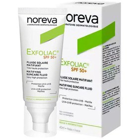 تصویر ضد آفتاب فلویید اکسفولیاک EXFOLIAC نوروا noreva ضد آفتاب صورت مدل EXFOLIAC چرب SPF 50 حجم 40 میلی لیتر برند نوروا بی رنگ