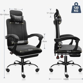 تصویر Eesyy Office Chair - Ergonomic Chair with Footrest, Elastic Back Support for Office Chairs, Desk Chair with Armrest, Headrest, Lumbar Cushion, Computer Chair for Home, Breathable Mesh Gaming Chairs 