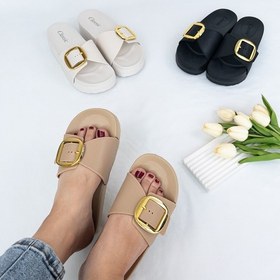 تصویر دمپایی زنانه پاپا مدل هایلین سایز ۳۸ تا ۴۰ رنگ مشکی و نسکافه ای 