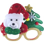 تصویر عینک کریسمسی طرح کاج و خرس 