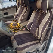 تصویر روکش صندلی خودرو سمند طرح گوچی vipپارچه جودون برزنت (پرند روکش)سنگین با الگوی بسیار عالی - کرم وسط قهوه‌ای 