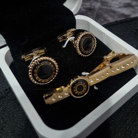 تصویر ست دکمه سردست و گیره کراوات D54 