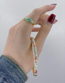 تصویر بنگل میناکاری فری سایز - سفید مشکی 