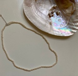 تصویر گردنبند مروارید ریز باروک اصل(پرورشی) سفید(شیری) 2 میلیمتر Pearl necklace