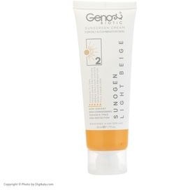 تصویر کرم ضد آفتاب ژنوبایوتیک 2 پوست چرب بژ روشن SPF50 Sun Gen 2 Sunscreen Cream SPF50 For Oily Skin GenoBiotic