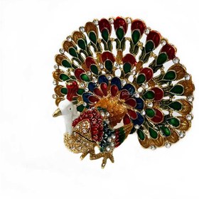 تصویر جاجواهری طاووس دم بالا نگین دار 