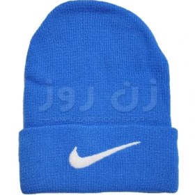 تصویر کلاه زمستانی زنانه و دخترانه طرح نایک Nike - آبی 