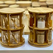 تصویر جا ادویه چرخشی دو طبقه بامبو 