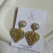 تصویر گوشواره قلب مرواریدی کد 207 