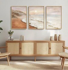 تصویر تابلو دریا برجسته 3تکه 