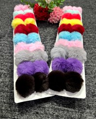 تصویر کش مو خزدار توپی در رنگبندی متنوع بسته ۲۰ تایی keshmo