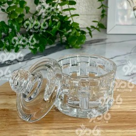 تصویر قندان شیشه ای حصیری 