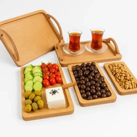 تصویر سینی ست ۵تیکه چوبی 