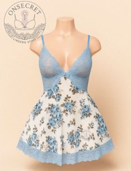 تصویر لباس خواب فانتزی زنانه مدل 7072 حریر گلدار 